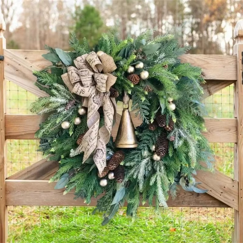 Christmas Wreath with Christmas Pine Cone Pine Needle Noel New Year Decorations Navidad Home Wreath Decoration Party Supplies