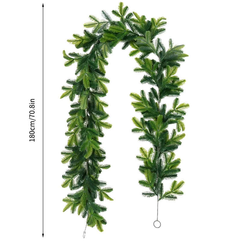 180CM Artificial Plants Christmas Garland Wreath Xmas Home Party Wedding Decoration Pine Tree Rattan Hanging Ornament for Kids