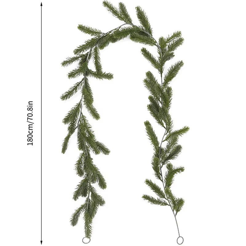 180CM Artificial Plants Christmas Garland Wreath Xmas Home Party Wedding Decoration Pine Tree Rattan Hanging Ornament for Kids