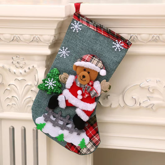 Christmas Stockings 2023 Xmas Ornament Christmas Sock 3D Pattern Xmas Gift Bag for Kids Christmas Navidad Decoration New Year