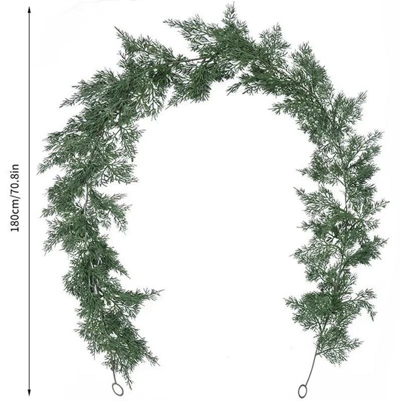 180CM Artificial Plants Christmas Garland Wreath Xmas Home Party Wedding Decoration Pine Tree Rattan Hanging Ornament for Kids