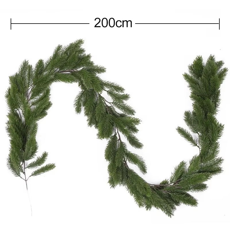 180CM Artificial Plants Christmas Garland Wreath Xmas Home Party Wedding Decoration Pine Tree Rattan Hanging Ornament for Kids