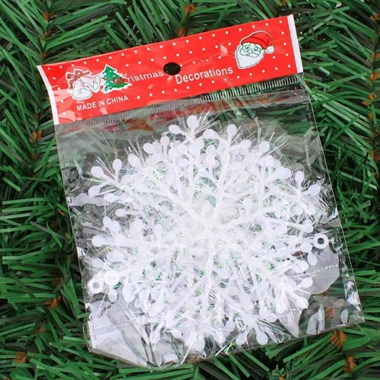 30Pcs Large Christmas Snowflakes Ornaments Xmas Tree Hanging Glitter Snow Flake Decoration DIY New Year Garlands Home Decor