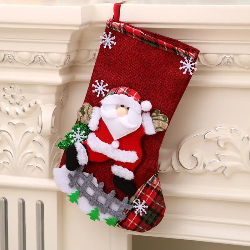 Christmas Stockings 2023 Xmas Ornament Christmas Sock 3D Pattern Xmas Gift Bag for Kids Christmas Navidad Decoration New Year