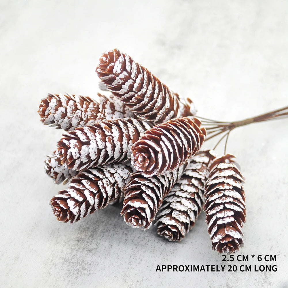 12Pcs Artificial Plant Pine Cones Wholesale Artificial Flowers for Family Christmas DIY Garland Wreath Wedding Decoration