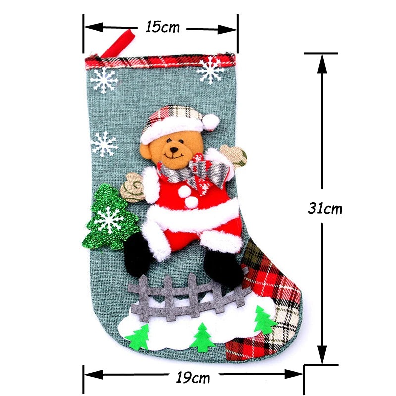 Christmas Stockings 2023 Xmas Ornament Christmas Sock 3D Pattern Xmas Gift Bag for Kids Christmas Navidad Decoration New Year