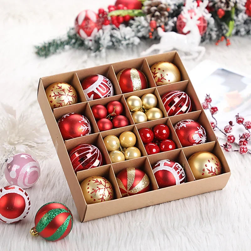 42Pcs Christmas Ball Ornaments Shatterproof Clear Plastic Decorative Balls Set for Xmas Tree Holiday Decor Hooks Included