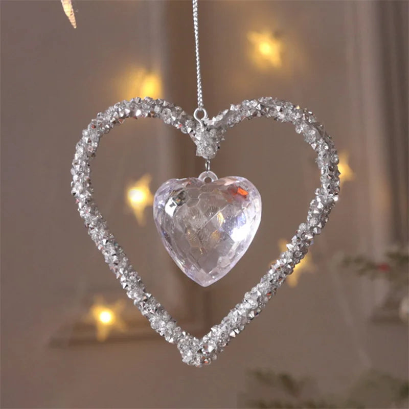 Snowflake Icicle Drop Ornaments Crystal Christmas Tree Transparent Decoration Pendant Christmas Home Decoration Navidad 2024