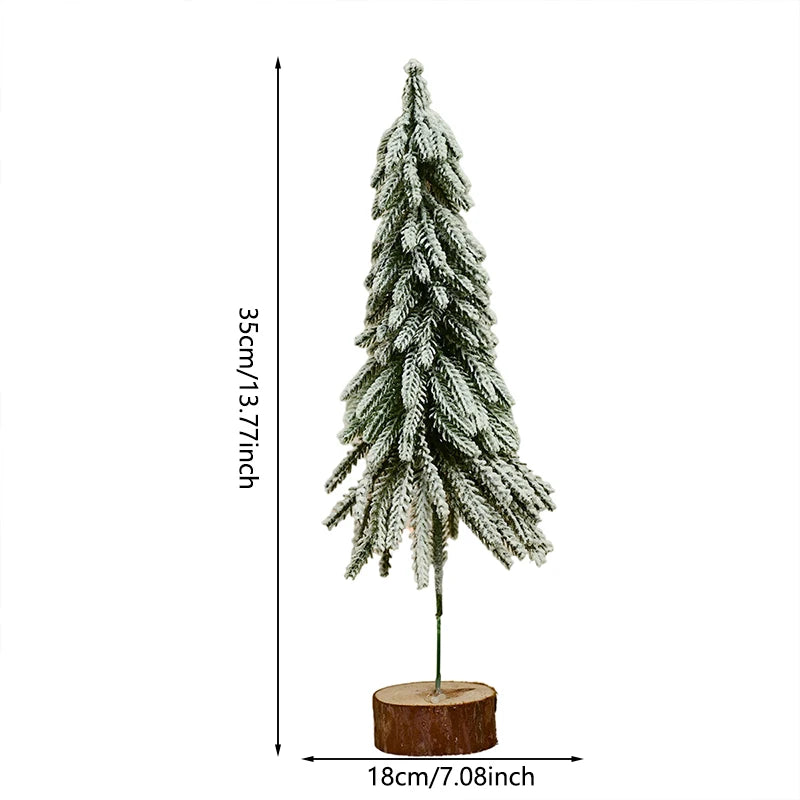 18Cm Mini Snow-Frosted Pine Needle Christmas Tree Tabletop Decoration Small Desktop Ornament Festive Home and Office Decor