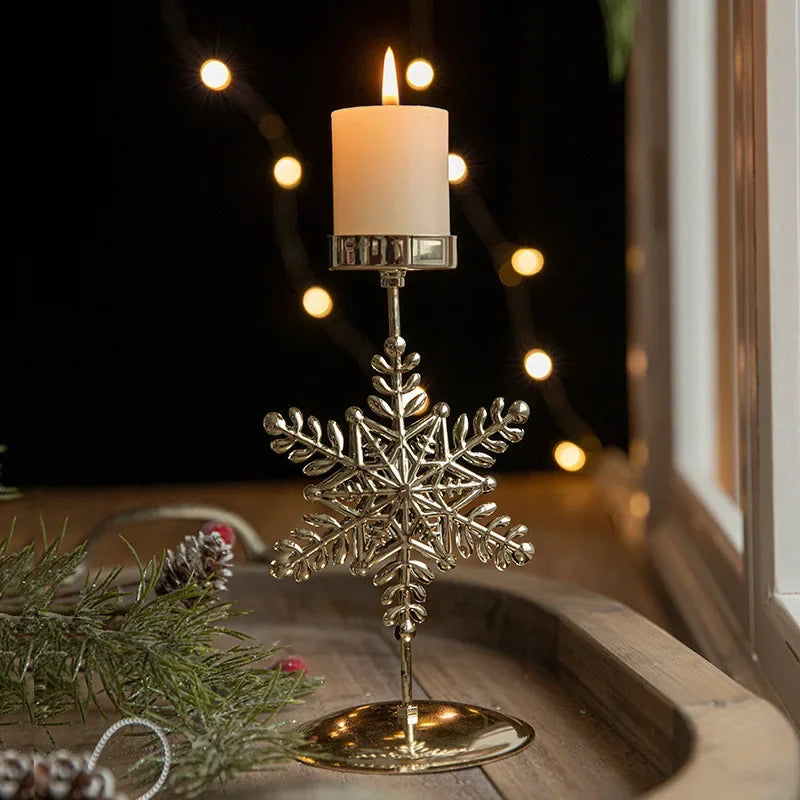 Christmas Votive Candle Holder Metal Tealight Holder Xmas Tree Elk Snowflake Patterns for Winter Xmas Table Centerpiece Decor