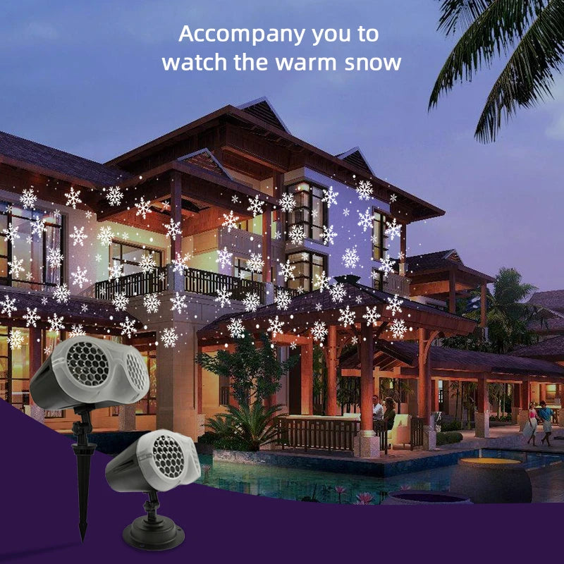 Christmas Snowfall Projector Light Owl Shape Outdoor Highlight Landscape Dynamic LED Snowflake Projection Lamp for New Year 2024