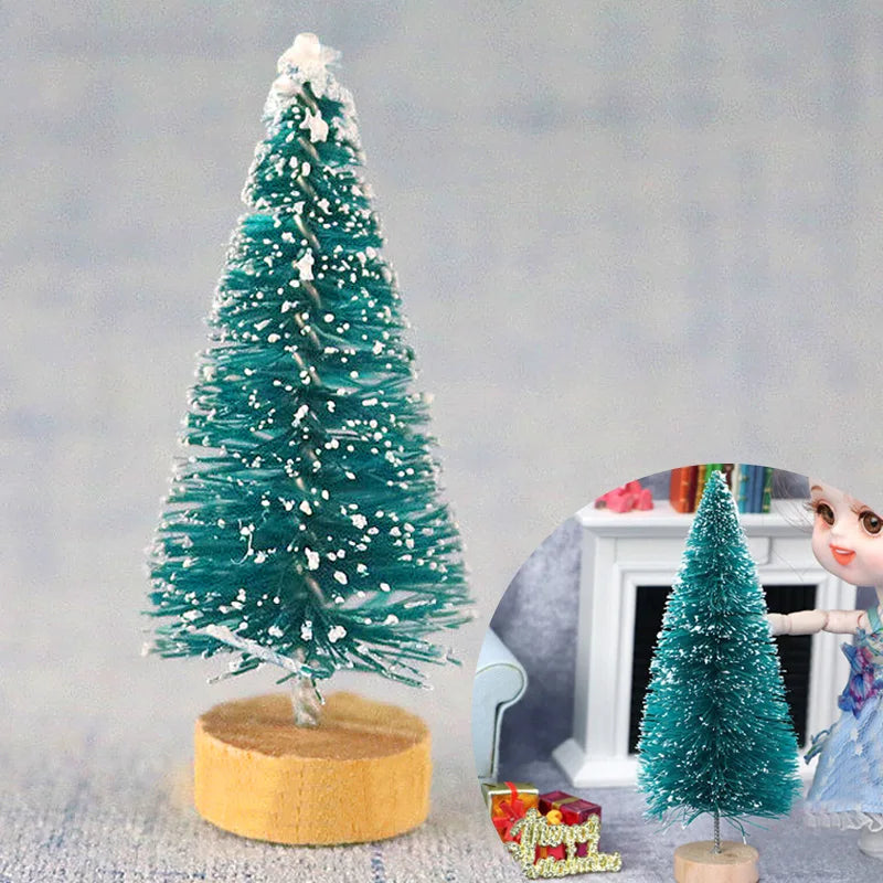 12Pcs Miniature Artificial Christmas Tree Mini Snow Frost Tree Pine Tree Christmas DIY Party Decoration Craft Christmas Ornament