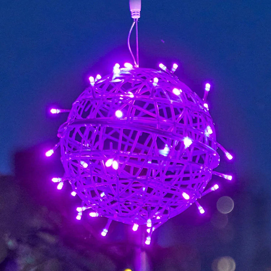 30CM Christmas Tree Rattan Ball Hanging String Light Outdoor Sepak Takraw Globe Ball Fairy Light Garland for Holiday Patio Decor