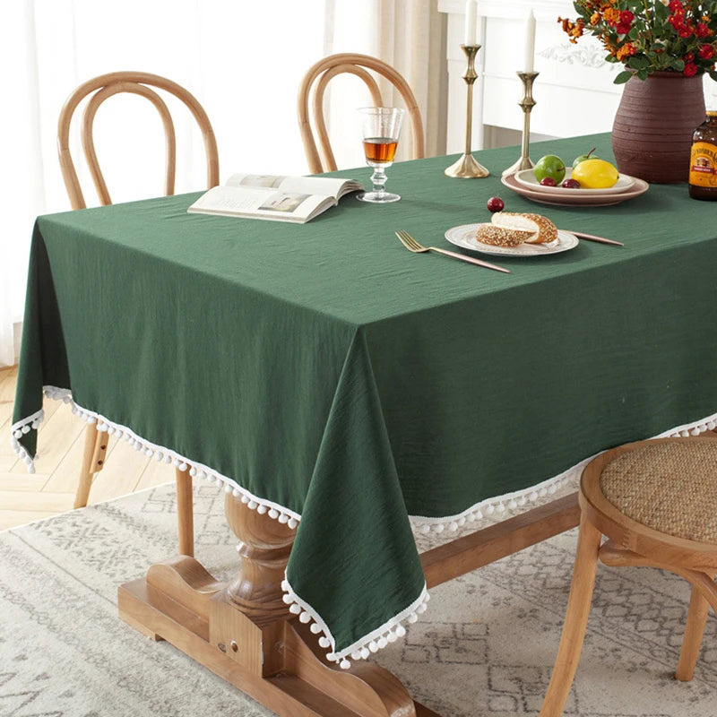 Cotton Fabric Tablecloth Tassels Stitching Washable Table Cloth for Wedding Party Dining Banquet Decoratio Christmas Table Cover