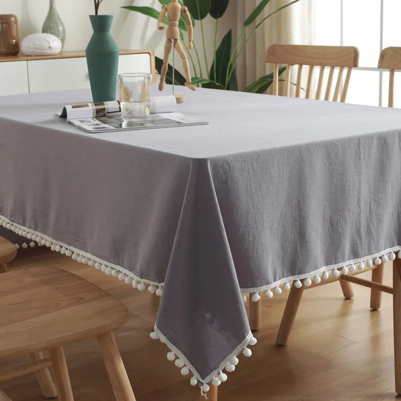 Cotton Fabric Tablecloth Tassels Stitching Washable Table Cloth for Wedding Party Dining Banquet Decoratio Christmas Table Cover