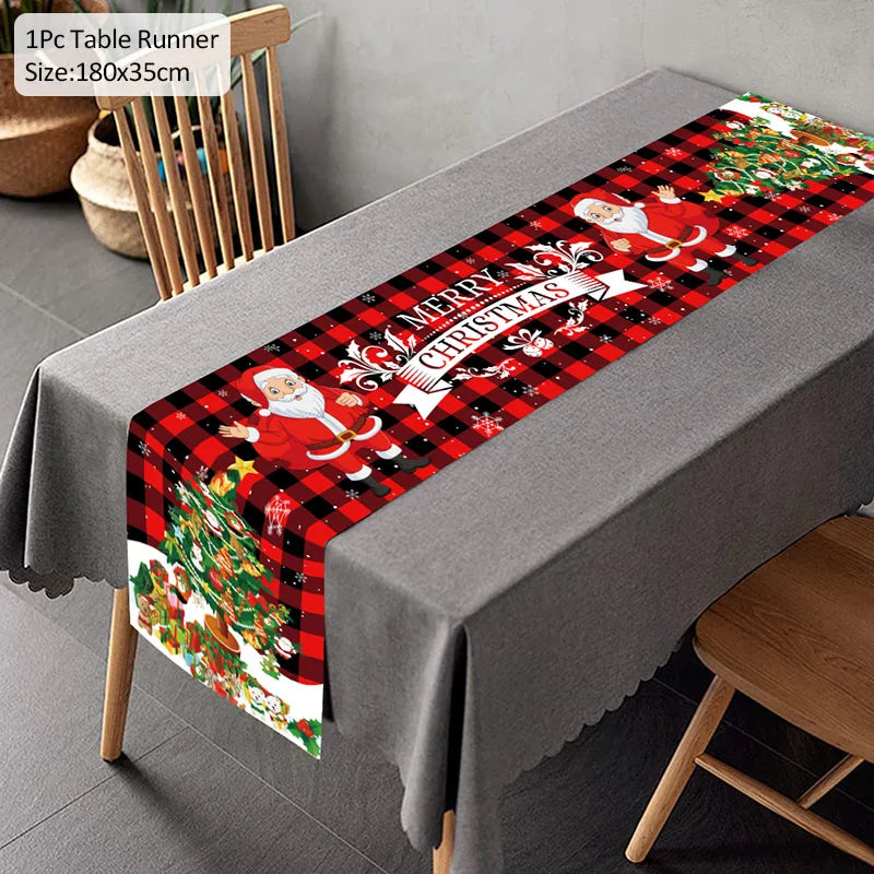 Christmas Table Runner Merry Christmas Decoration for Home Tablecloth Cover Xmas Ornament Navidad Noel Gifts New Year Party 2023