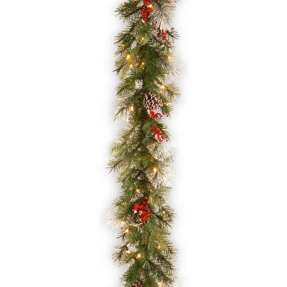 1.8M Christmas Pine Vine Garland with Red Berries Rattan Home Party Wall Door Decor Christmas Tree Ornaments Xmas Wreath