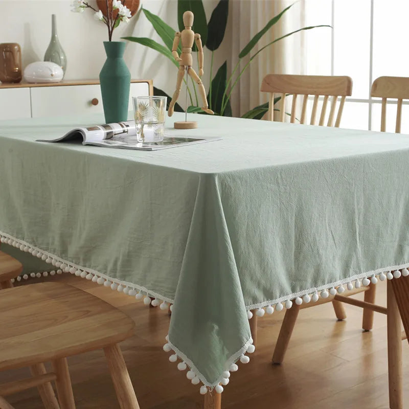 Cotton Fabric Tablecloth Tassels Stitching Washable Table Cloth for Wedding Party Dining Banquet Decoratio Christmas Table Cover