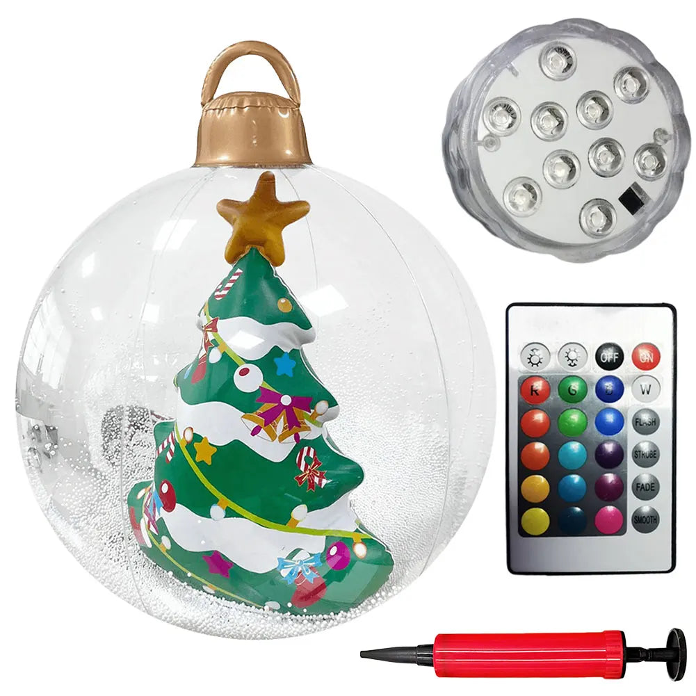 24 Inch Inflatable Christmas Balls with Lights Outdoor Christmas Decorations PVC 60CM Giant Christmas Balls Holiday Decor