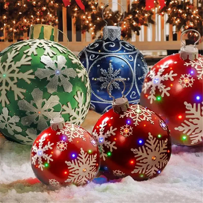 Outdoor Christmas Inflatable Decorated Ball 60Cm PVC Giant Big Large Balls Xmas Tree Decorations Toy Ball without Light Ornament