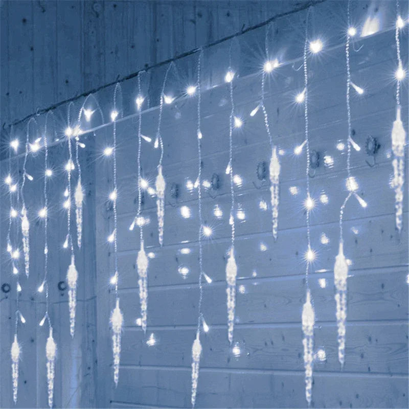 LED Curtain Icicle String Lights Christmas Garland Faiy Light Droop 0.4-0.6M Xmas Garden Street Outdoor Decorative Lighting