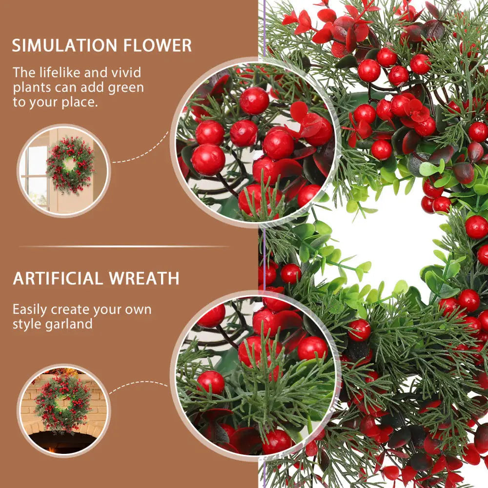 Winter Berry Wreath Christmas Tree Wreath Christmas Decoration Large Eucalyptus Garland Simulation Leaf Door Hanging Window Prop