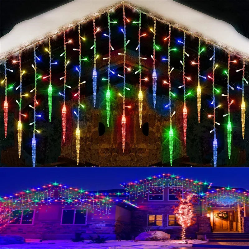 Street Garland Winter Festoon Led Light Curtain Icicle Garlands for New Year Droop 0.3M 0.4M 0.5M for Christmas Decorations 2024