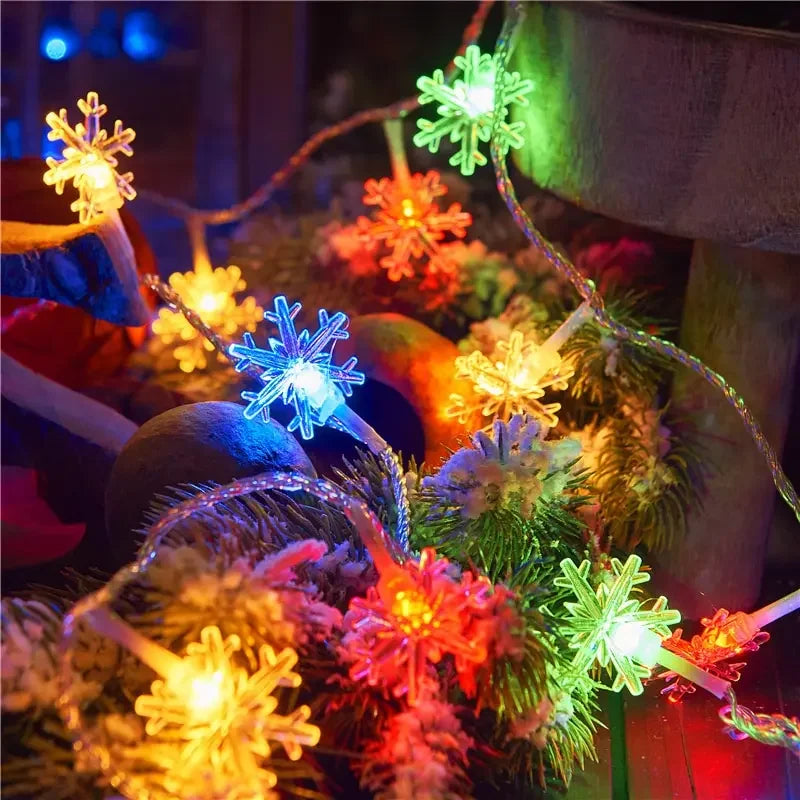 Snowflake Lights String LED Festoon Light USB Plug Christmas Tree Light Aesthetic Room Decoration Wedding Party New Year'S Decor