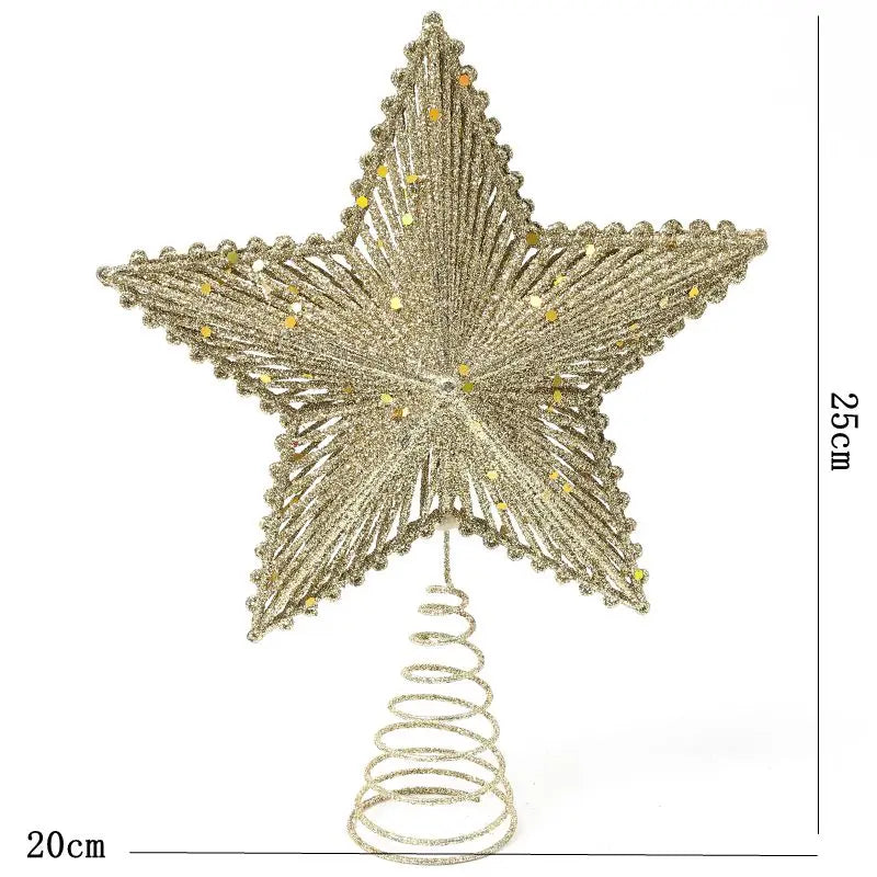 25Cm Red Glitter Christmas Tree Topper Iron Star Christmas Decor for Home Xmas Tree Ornaments Navidad New Year 2025 Natal Noel