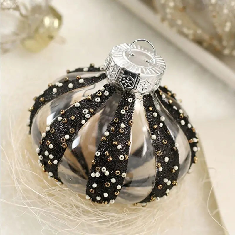 1Set/9Pcs New Christmas Ball Decorations Boutique Transparent Painted White Black Christmas Tree Accessories Pendant Party Decor