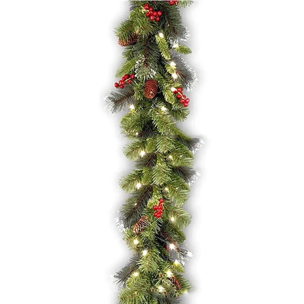 1.8M Christmas Pine Vine Garland with Red Berries Rattan Home Party Wall Door Decor Christmas Tree Ornaments Xmas Wreath