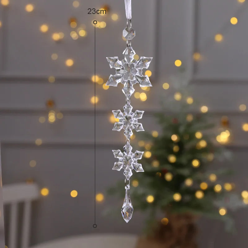 Snowflake Icicle Drop Ornaments Crystal Christmas Tree Transparent Decoration Pendant Christmas Home Decoration Navidad 2024