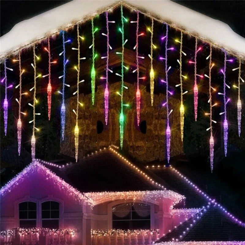 LED Curtain Icicle String Lights Christmas Garland Faiy Light Droop 0.4-0.6M Xmas Garden Street Outdoor Decorative Lighting