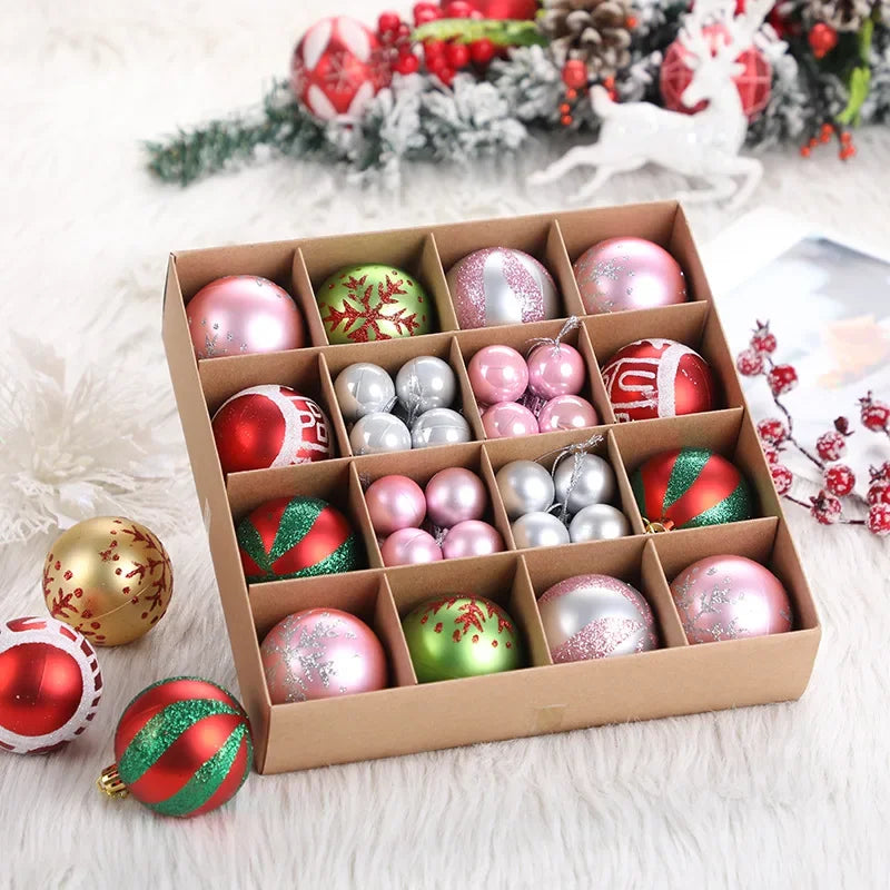 42Pcs Christmas Ball Ornaments Shatterproof Clear Plastic Decorative Balls Set for Xmas Tree Holiday Decor Hooks Included