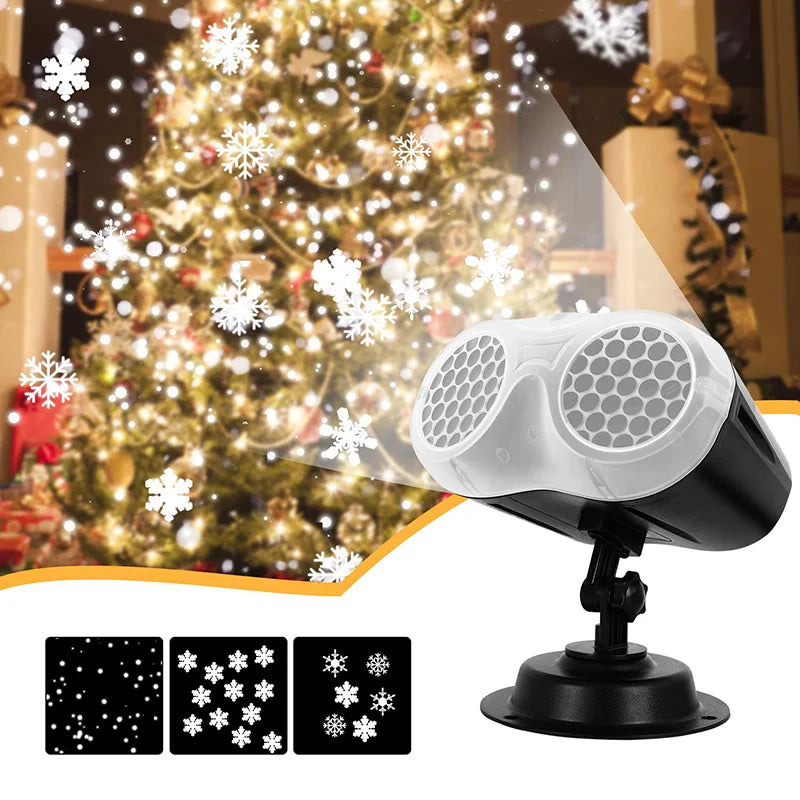 Christmas Snowfall Projector Light Owl Shape Outdoor Highlight Landscape Dynamic LED Snowflake Projection Lamp for New Year 2024