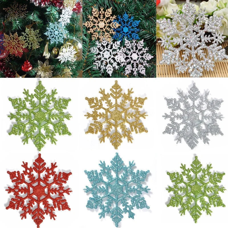 6/12Pcs Christmas Fake Snowflakes Xmas Tree Hanging Ornament Simulation Snowflakes Winter Party Christmas New Year Decoration