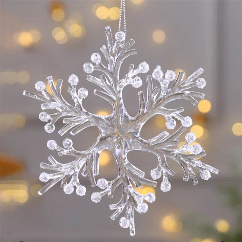 Snowflake Icicle Drop Ornaments Crystal Christmas Tree Transparent Decoration Pendant Christmas Home Decoration Navidad 2024