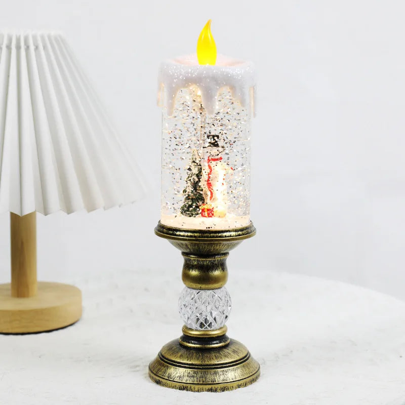 Christmas LED Candle Lights Fantasy Flameless Swirling Glitter Candle Lamp Crystal Electronic Candles for Christmas Party Decor