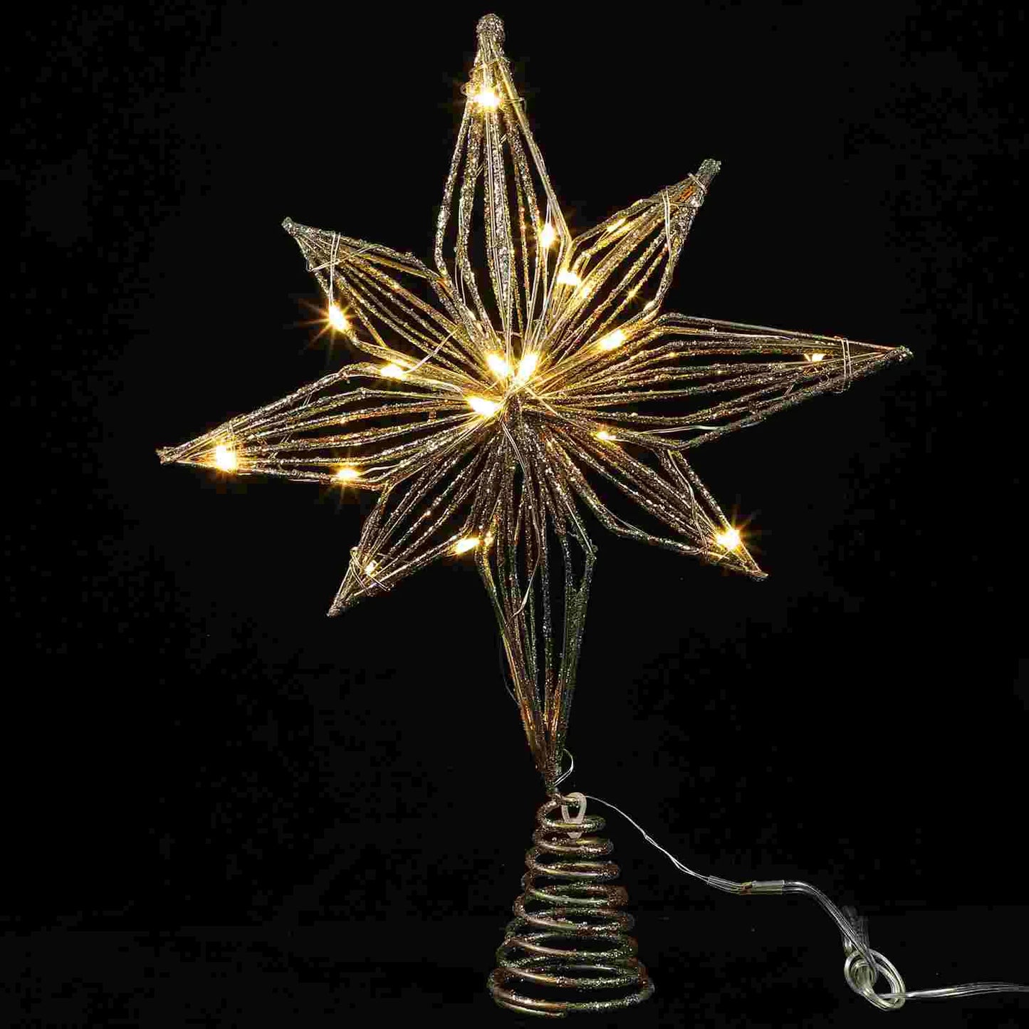 Decorate Christmas Tree Top Star Decorations Finials Wrought Iron Lighted Xmas Ornament