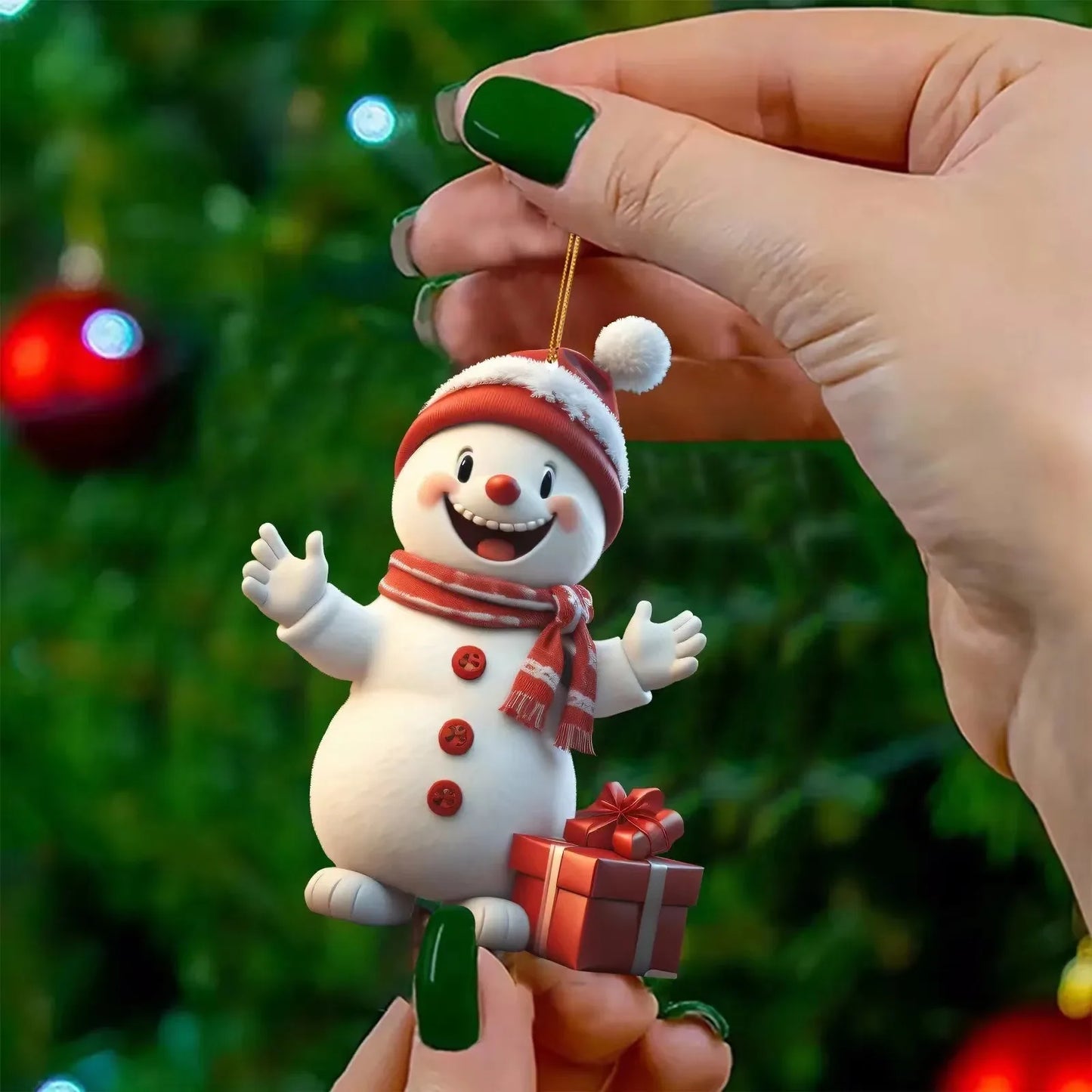 Christmas Flat Acrylic Cartoon Car Haning Pendants Xmas Santa Claus Snowman Ornaments Merry Christmas Decor Noel Tree Hangings