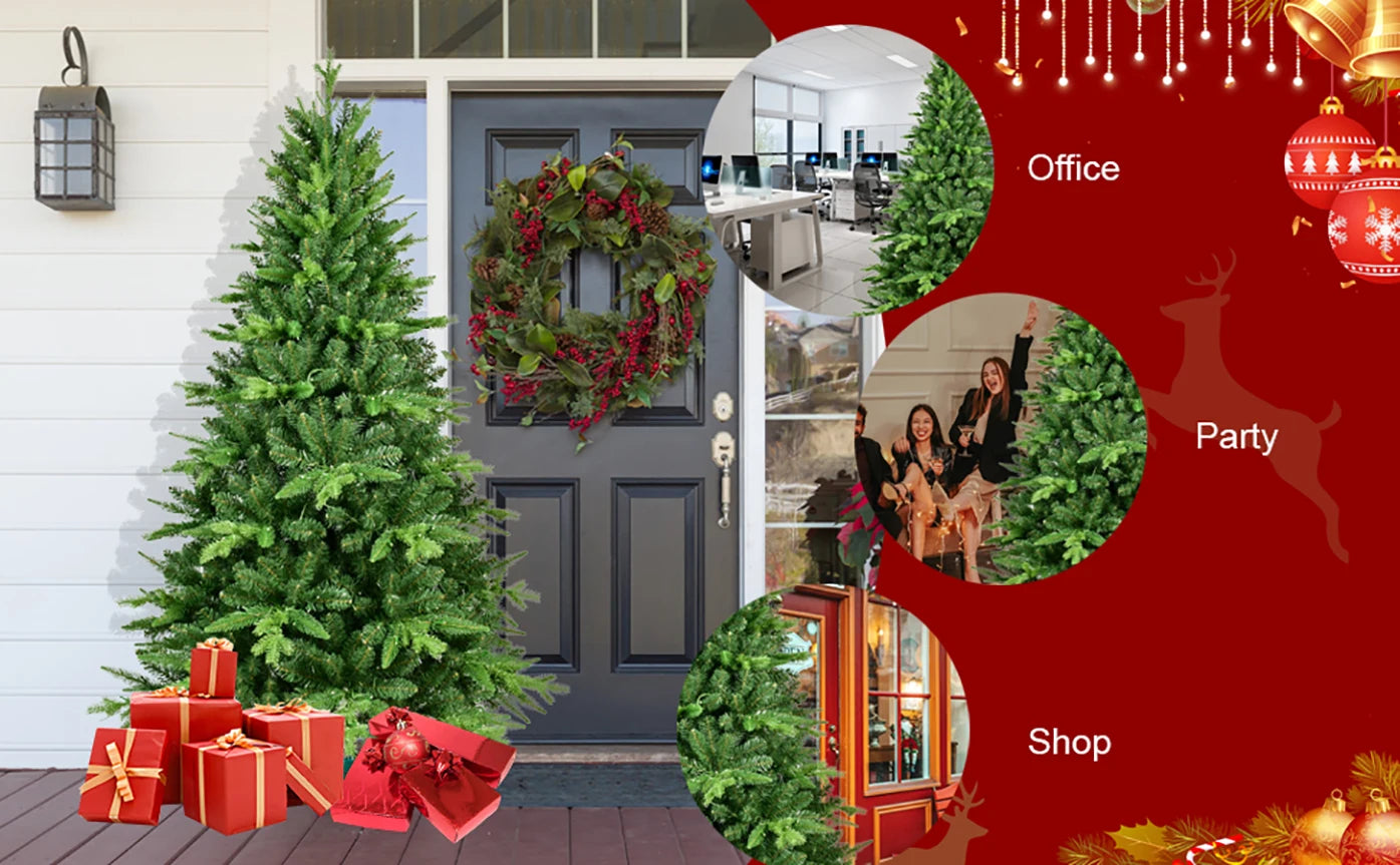 5Ft PVC Artificial Christmas Tree ，Easy Assembly, Indoor Outdoor Decor Holiday Season Essential for Party, and Event Decoration