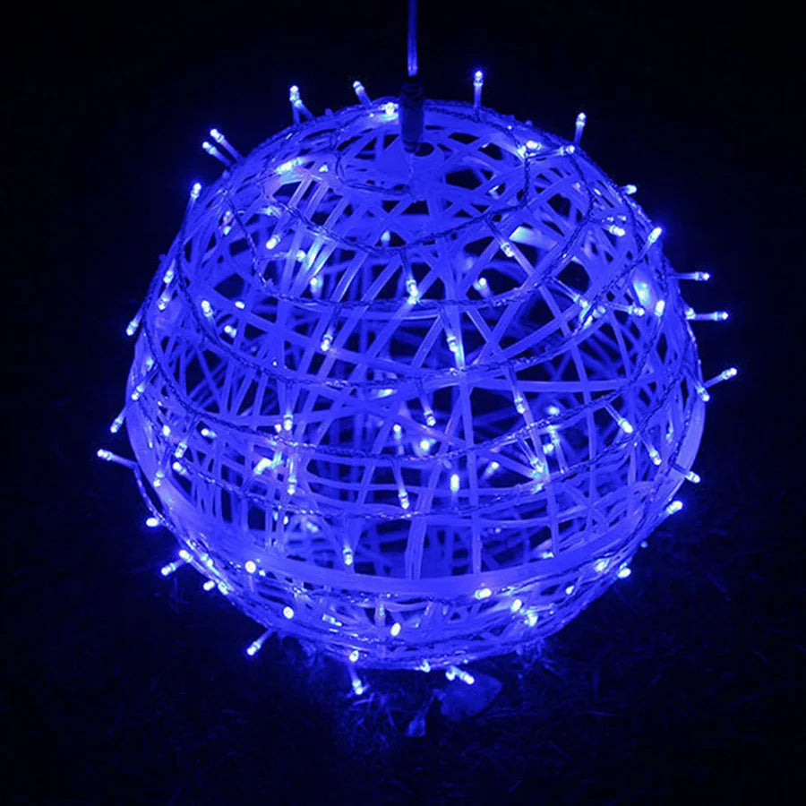 30CM Christmas Tree Rattan Ball Hanging String Light Outdoor Sepak Takraw Globe Ball Fairy Light Garland for Holiday Patio Decor