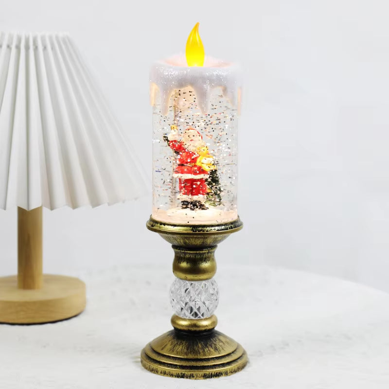 Christmas LED Candle Lights Fantasy Flameless Swirling Glitter Candle Lamp Crystal Electronic Candles for Christmas Party Decor