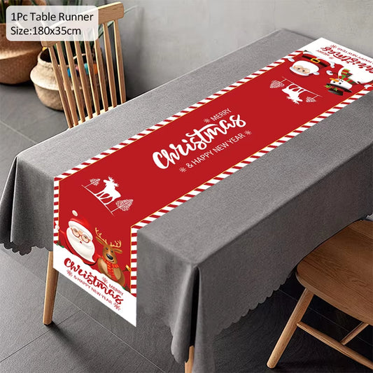 Christmas Table Runner Merry Christmas Decoration for Home Tablecloth Cover Xmas Ornament Navidad Noel Gifts New Year Party 2023