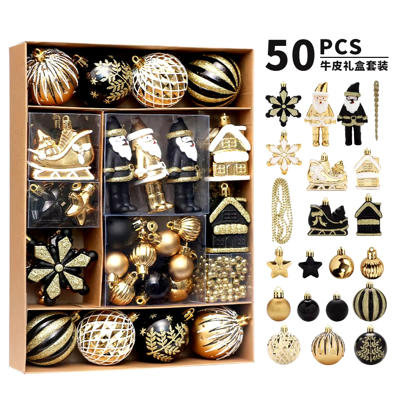 50Pcs/Set Christmas Ornaments for Xmas Tree Small Baubles Plastic Shatterproof Party Decorations for Christmas Tree Новый Год