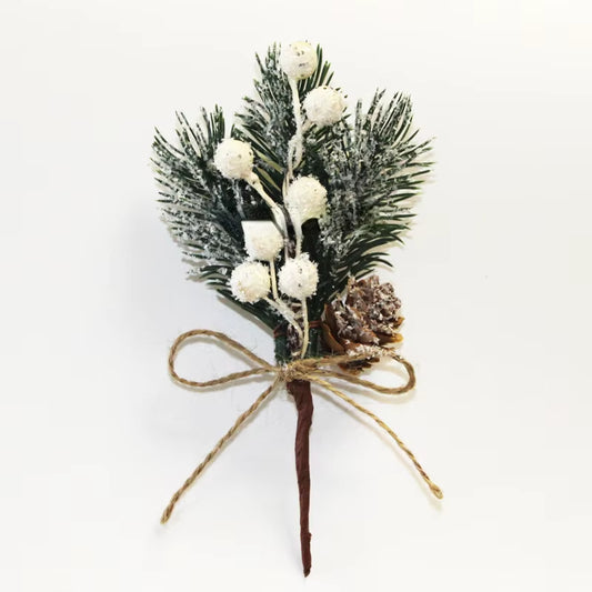 1Pcs Artificial Flower Fake Snow Frost Pine Branch Cone Berry Holly Diy Xmas Tree Ornament Home Christmas Decor Supplies Gift