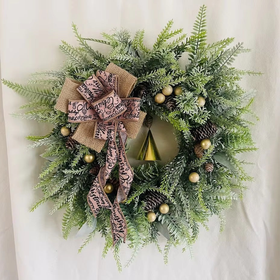 Christmas Wreath with Christmas Pine Cone Pine Needle Noel New Year Decorations Navidad Home Wreath Decoration Party Supplies