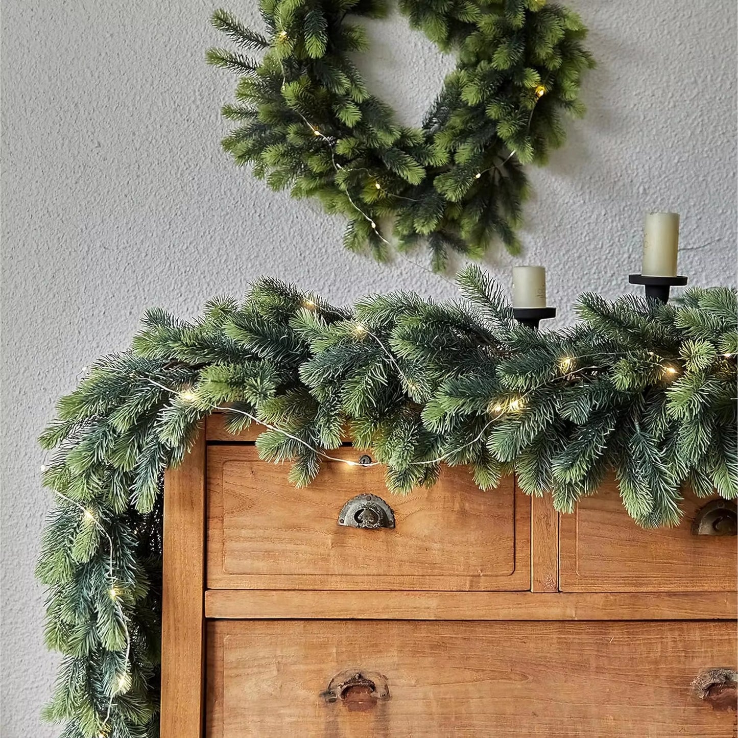 180CM Artificial Plants Christmas Garland Wreath Xmas Home Party Wedding Decoration Pine Tree Rattan Hanging Ornament for Kids