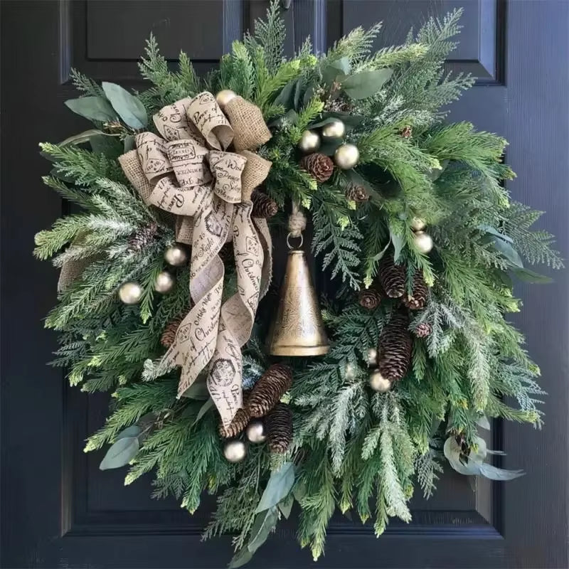 Christmas Wreath with Christmas Pine Cone Pine Needle Noel New Year Decorations Navidad Home Wreath Decoration Party Supplies