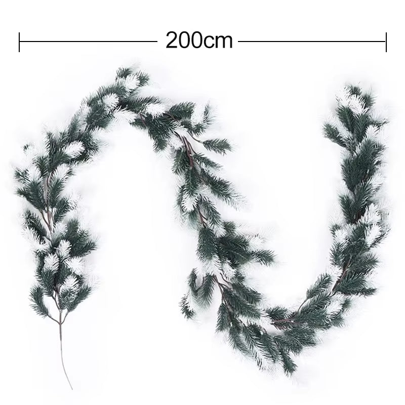 180CM Artificial Plants Christmas Garland Wreath Xmas Home Party Wedding Decoration Pine Tree Rattan Hanging Ornament for Kids